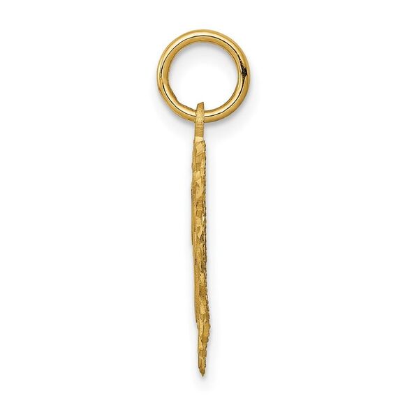 14k Yellow Gold, Grace Collection, Satin Heart Initial F Pendant, 15mm - Picture 2 of 6